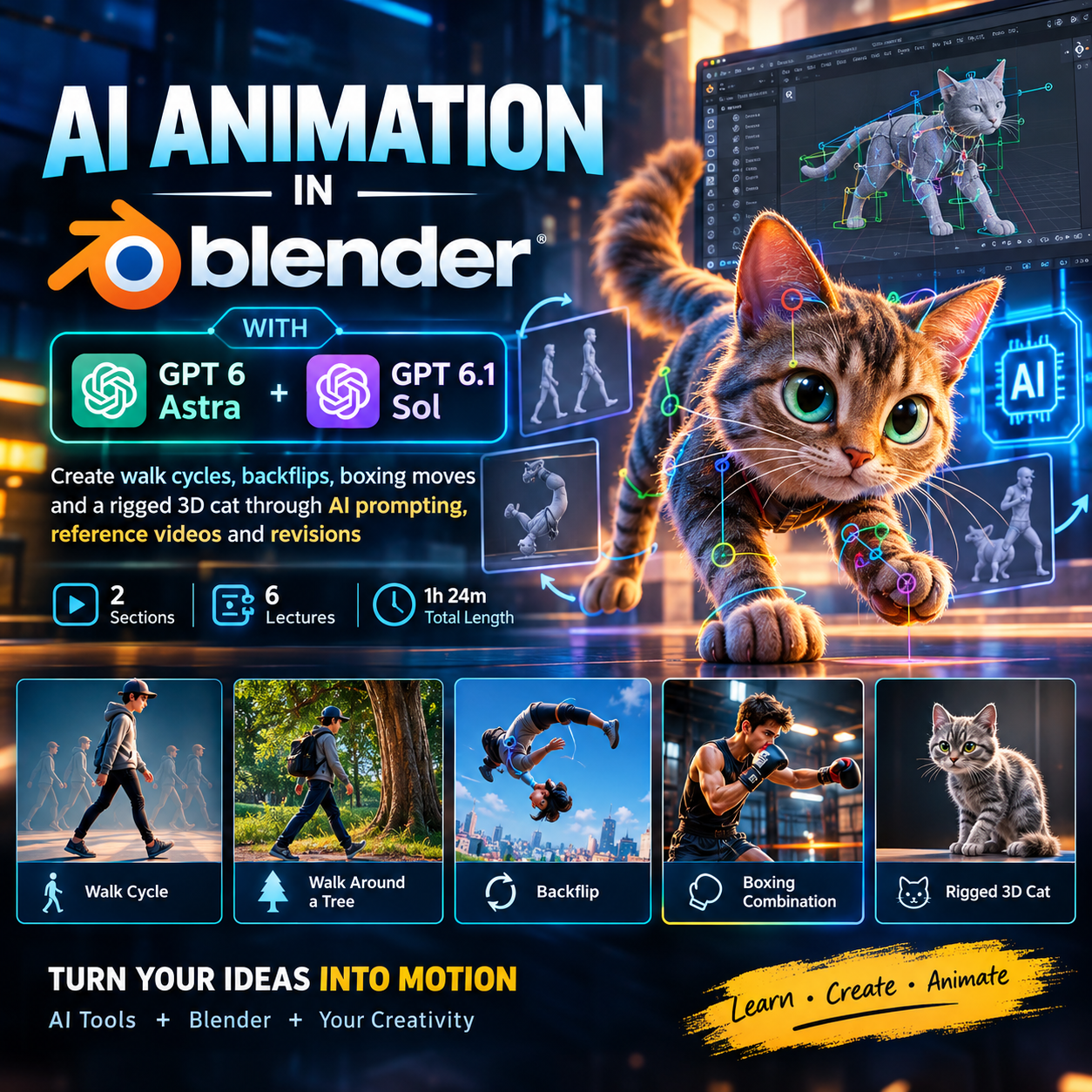 AI Animation in Blender Course, 3D Character Animation Tutorial