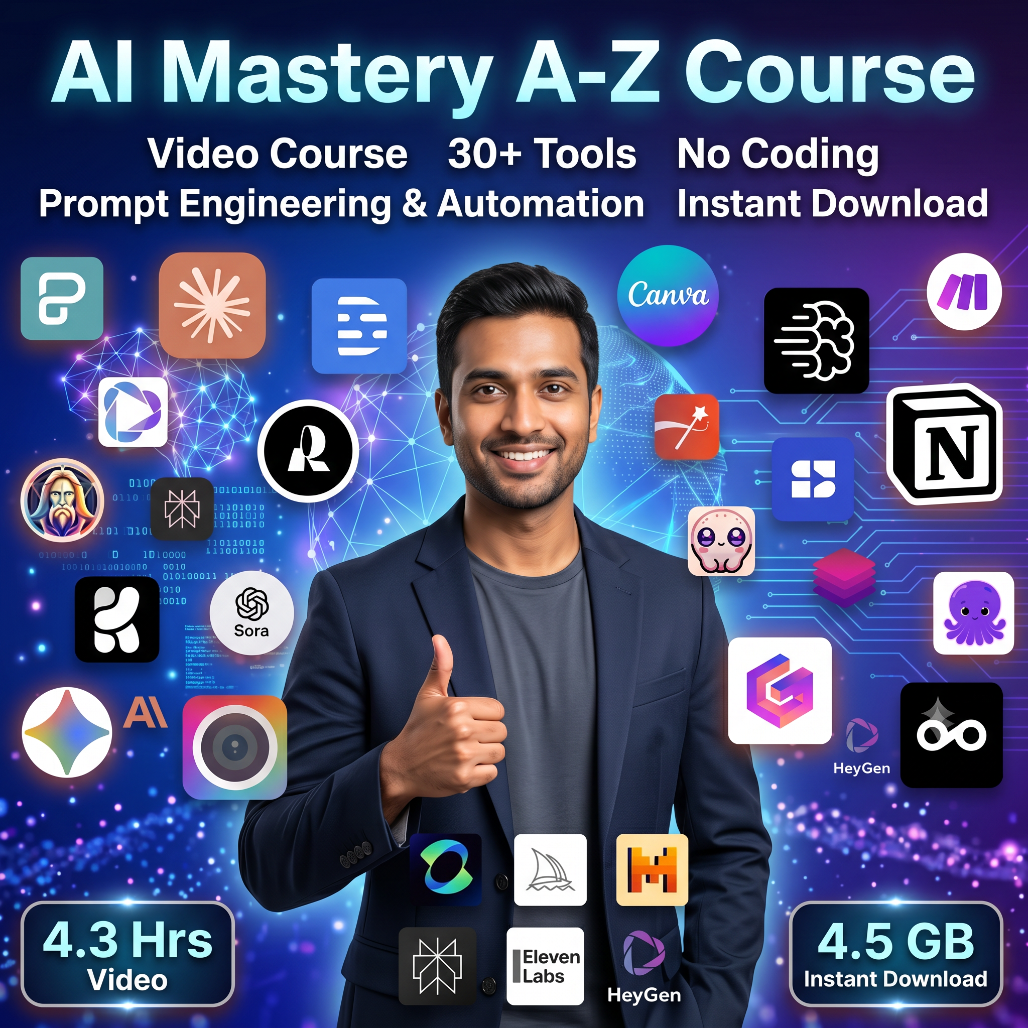 AI Mastery A-Z Course| Video Course | 30+ Tools, No Coding, Prompt Engineering & Automation