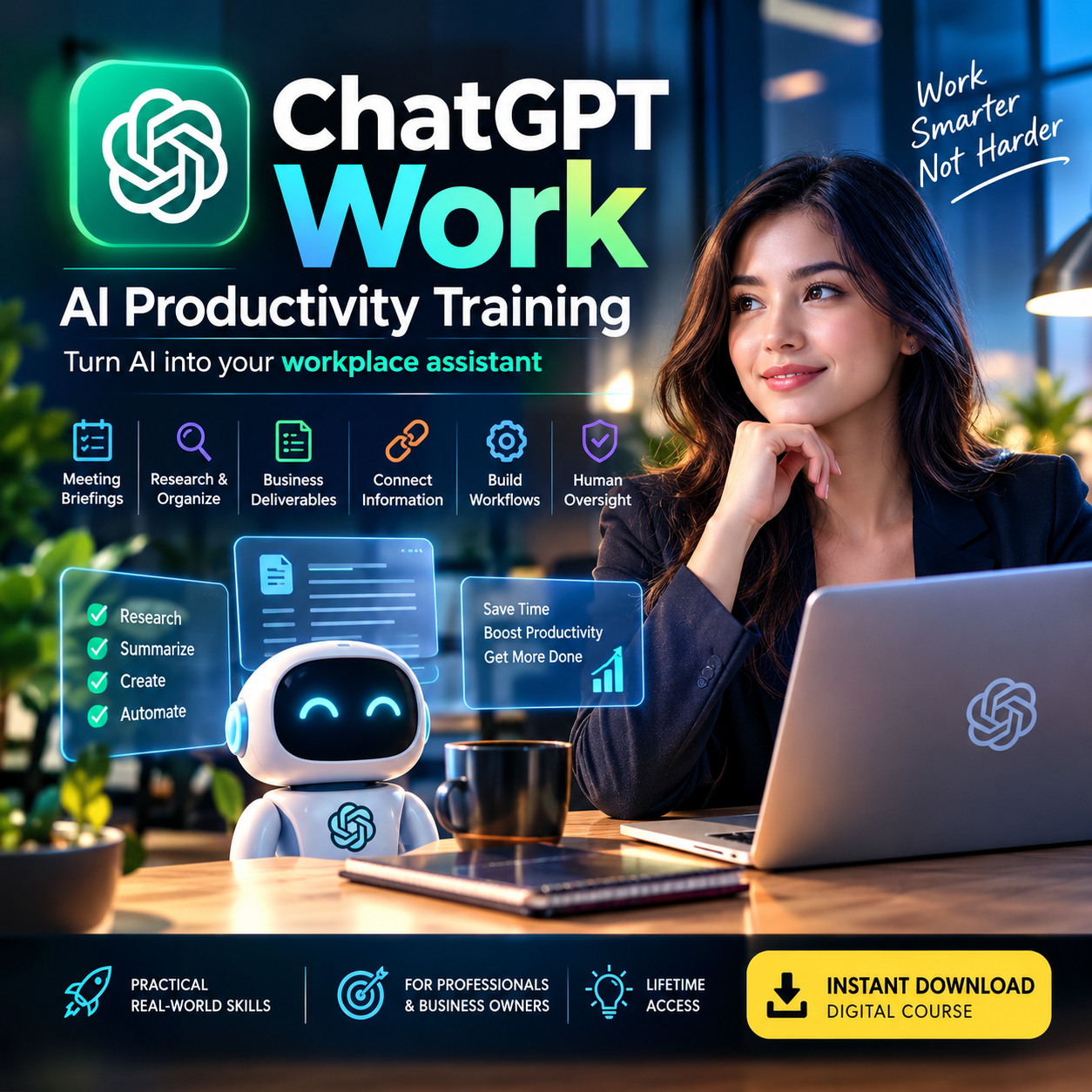 ChatGPT Work Course, AI Productivity Training, Business AI Workflow, AI Task Delegation