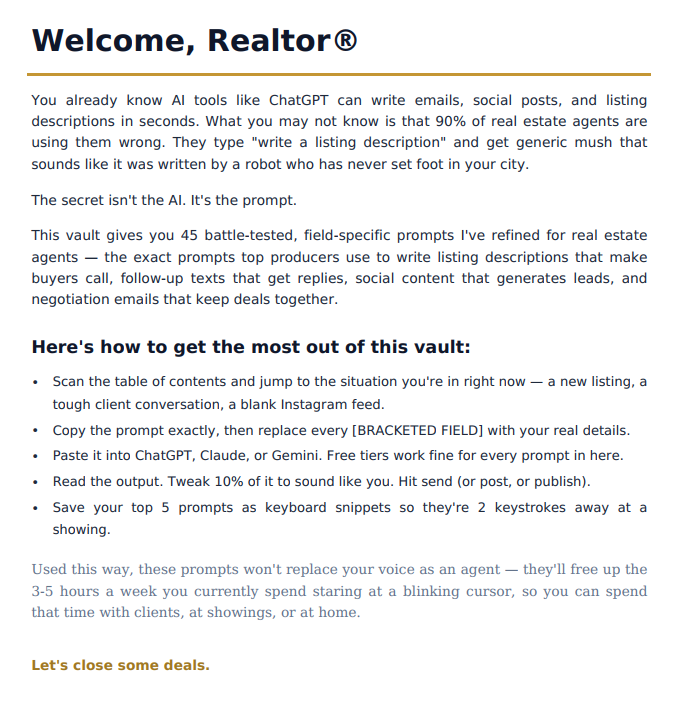 The Real Estate Agent's AI Prompt Vault , 46 Expert ChatGPT Prompts for Realtors - Image 3