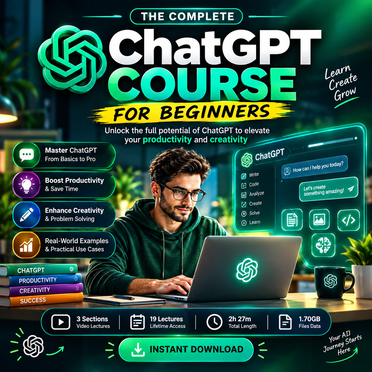 ChatGPT Course for Beginners, AI Productivity Training, Prompt Writing & Digital Marketing
