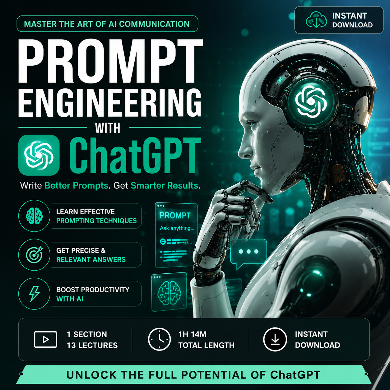 Prompt Engineering with ChatGPT Course, AI Prompt Writing, ChatGPT Skills, Digital Marketing